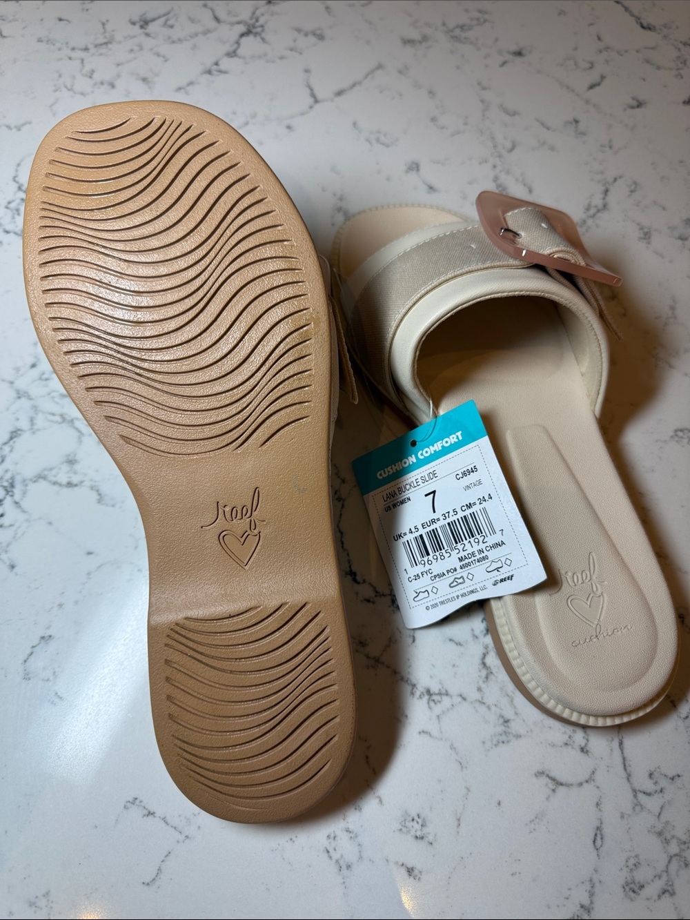 Reef Women’s Lana Buckle Slide Sandals in Vintage White, Size 7 - Picture 6 of 9